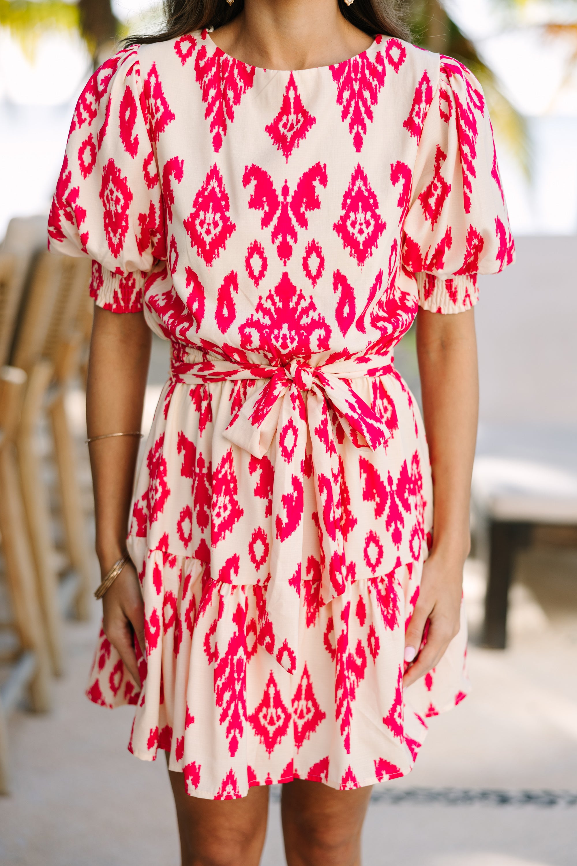 Just Dreaming Fuchsia Pink Abstract Dress