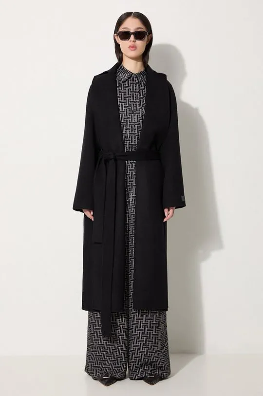 Kenzo wool coat Long Cashemere Coat black color FE62MA2169WA.99