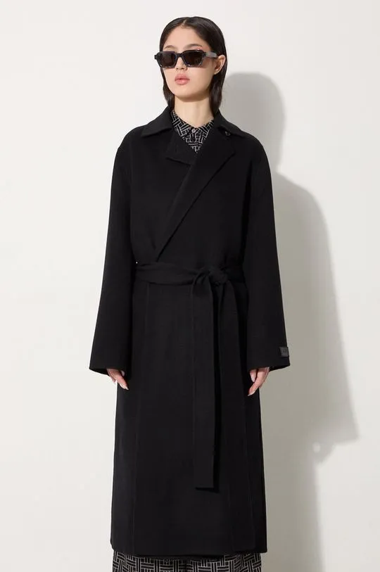 Kenzo wool coat Long Cashemere Coat black color FE62MA2169WA.99