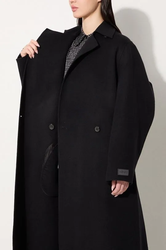 Kenzo wool coat Long Cashemere Coat black color FE62MA2169WA.99