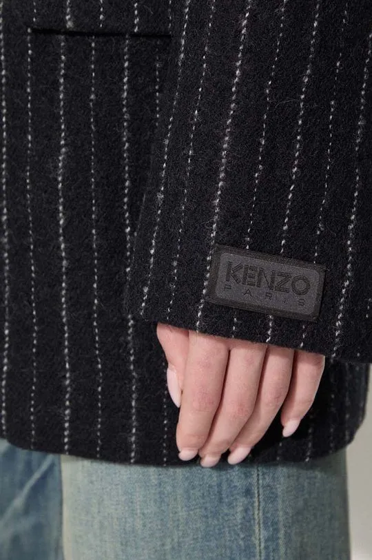 Kenzo wool coat Tennis Stripes Pea Coat black color FE62MA2209GM.99