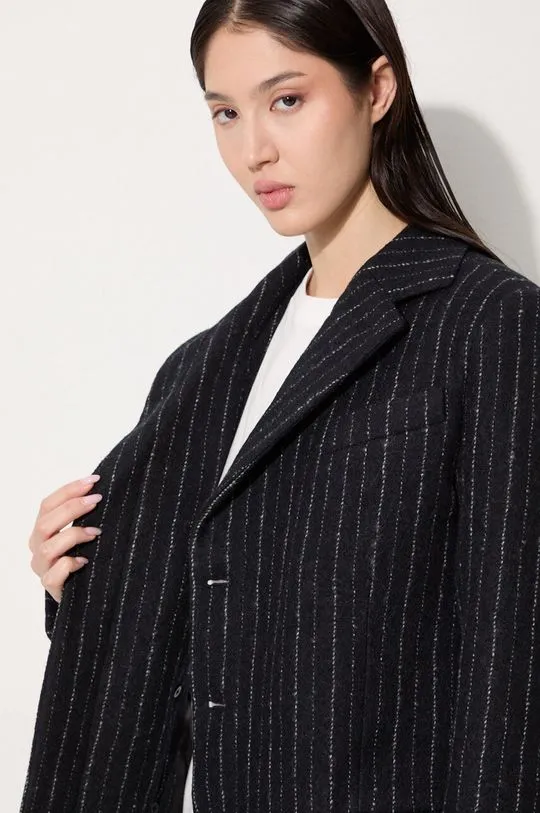 Kenzo wool coat Tennis Stripes Pea Coat black color FE62MA2209GM.99