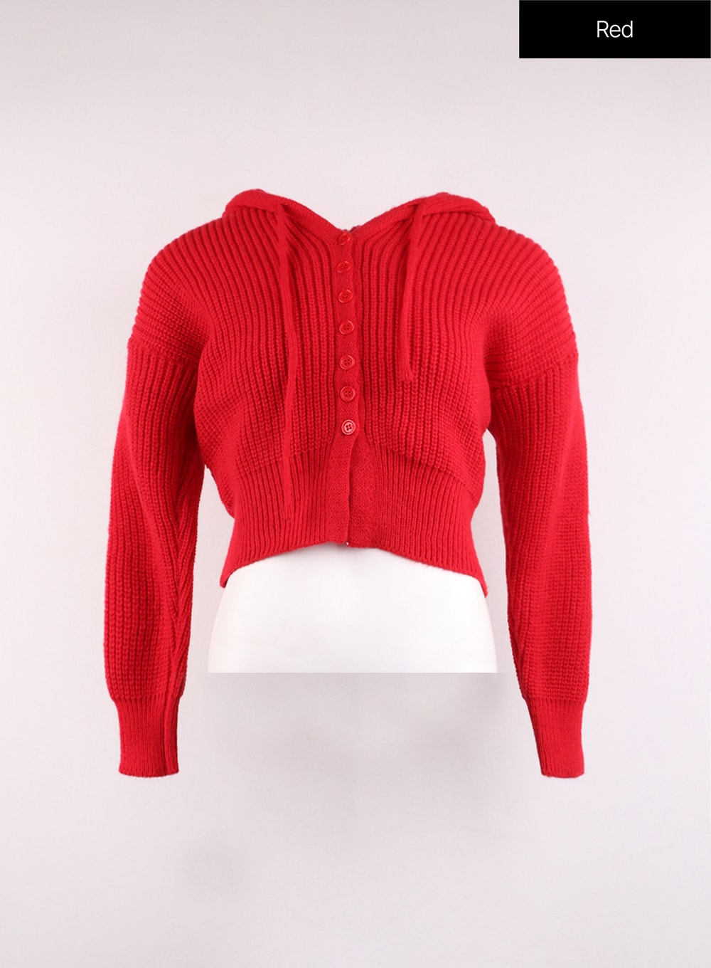 Knit Button Crop Hoodie OJ429