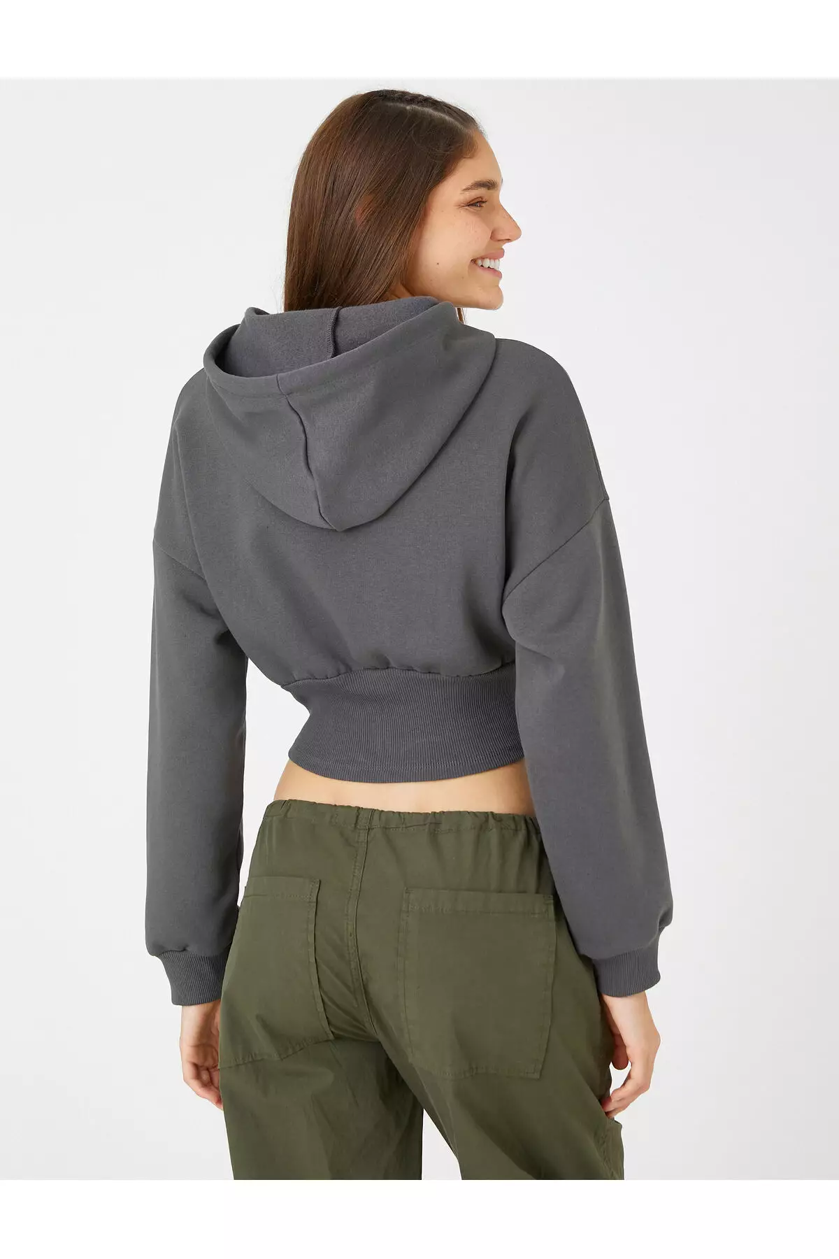 KOTON Crop Fleece Hoodie