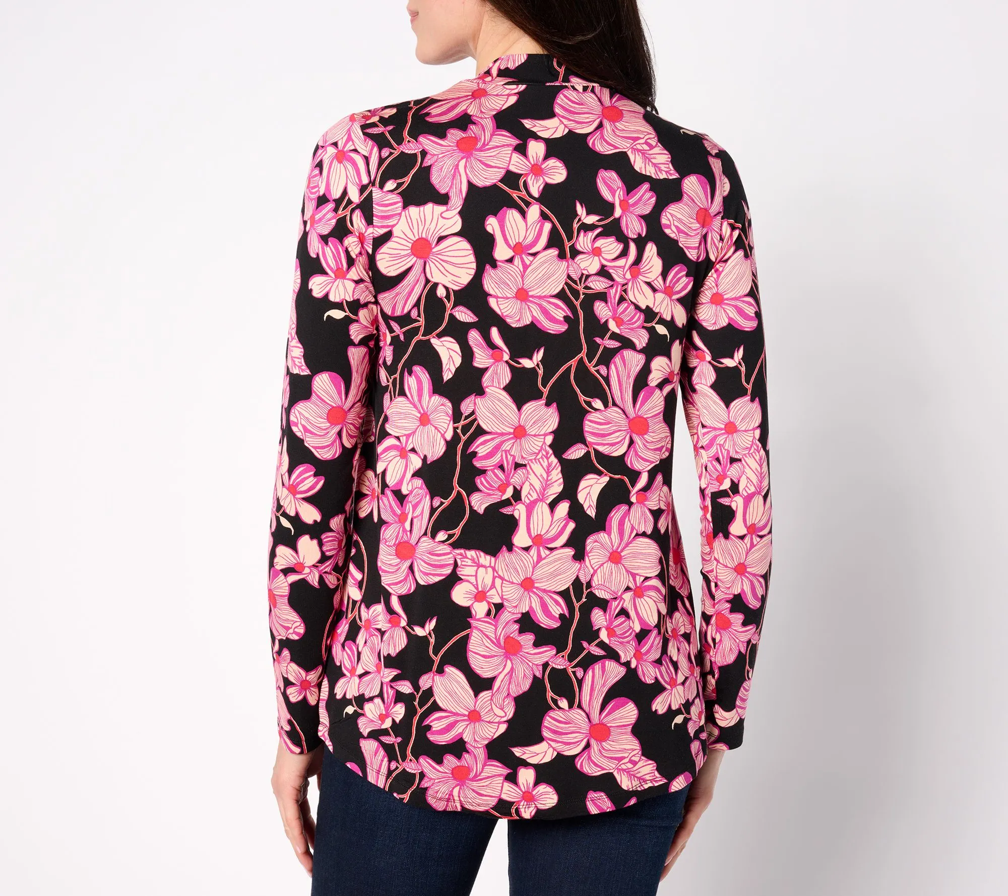 LOGO Layers by Lori Goldstein Floral Print Mock Neck Top