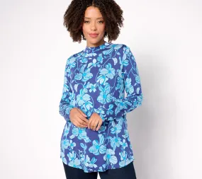 LOGO Layers by Lori Goldstein Floral Print Mock Neck Top