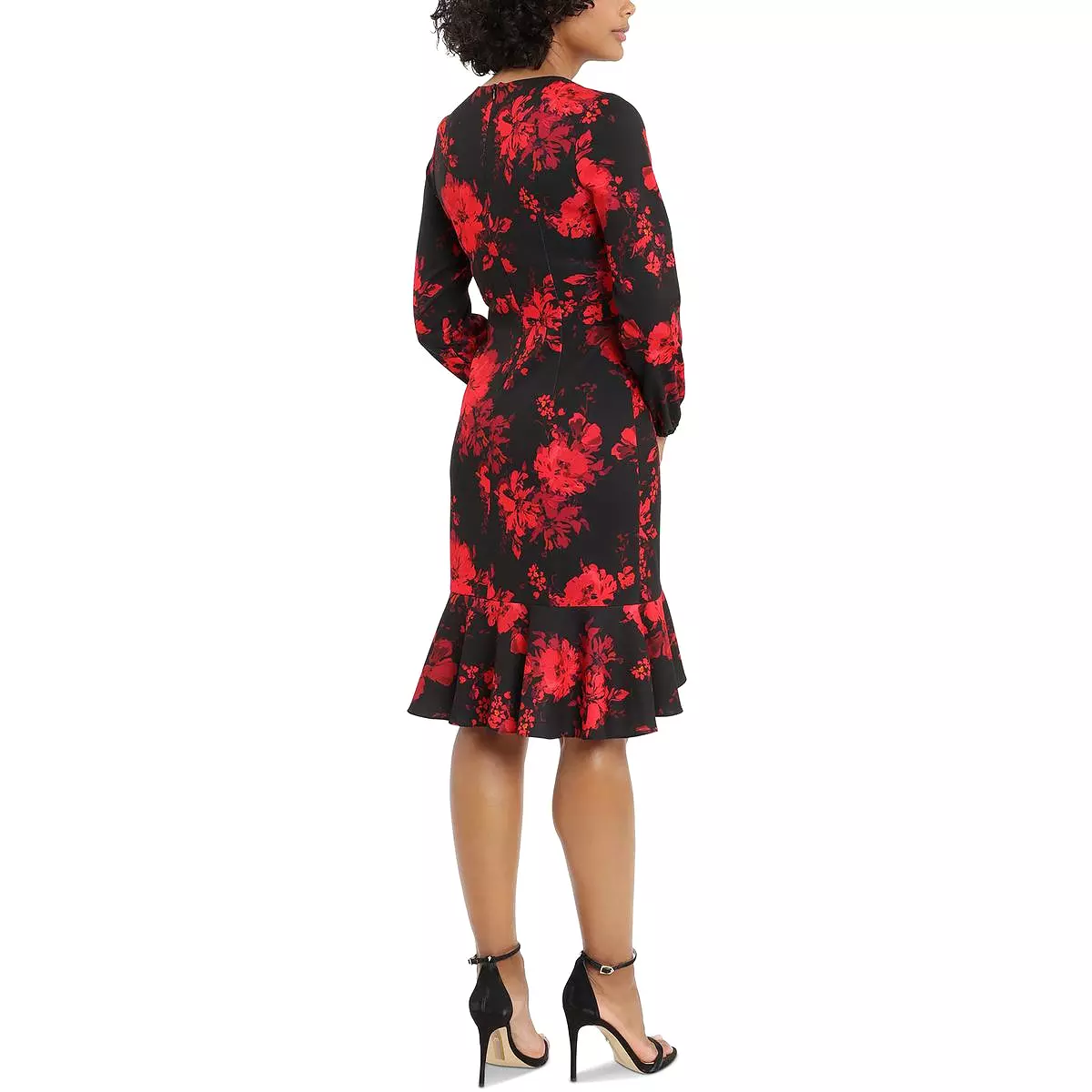 London Times Womens Knit Floral Fit & Flare Dress