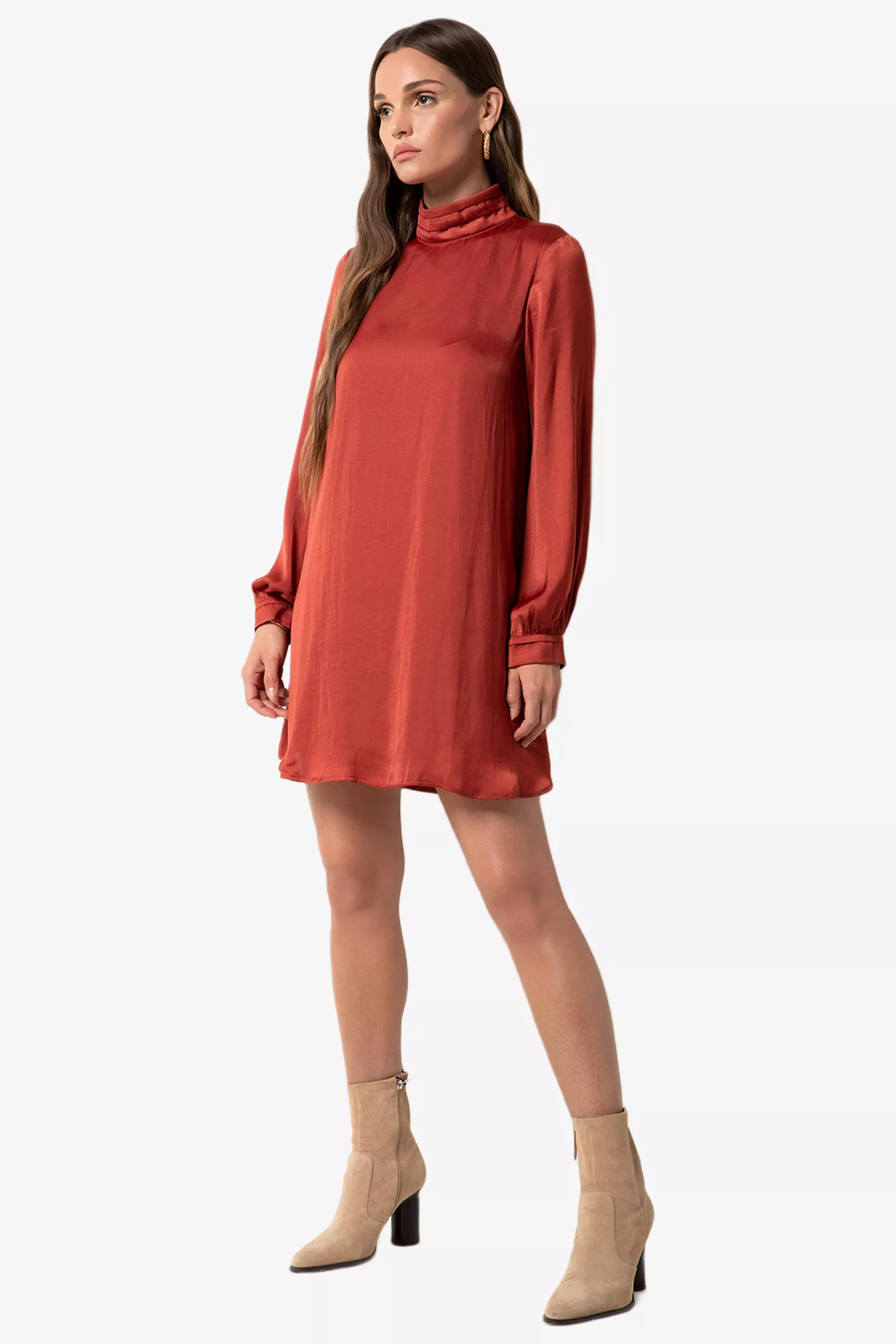 Long Sleeve High Neck Mini Dress