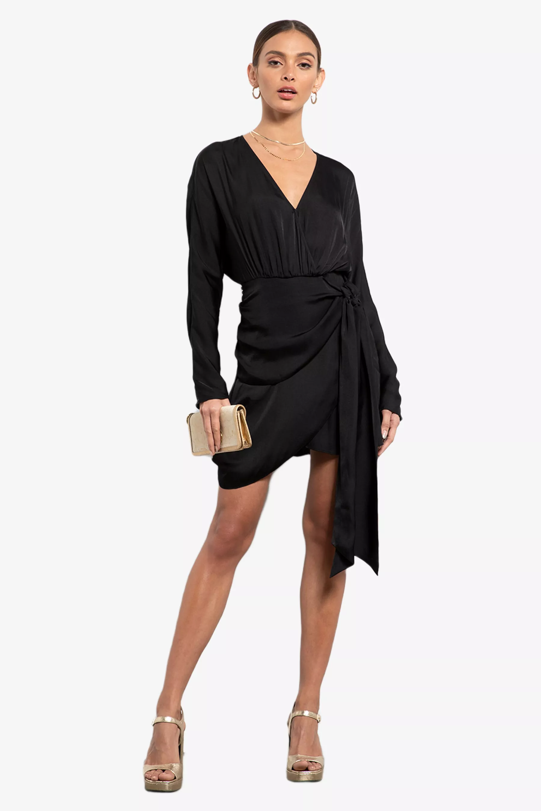 Long Sleeve Surplice Neck Mini Dress