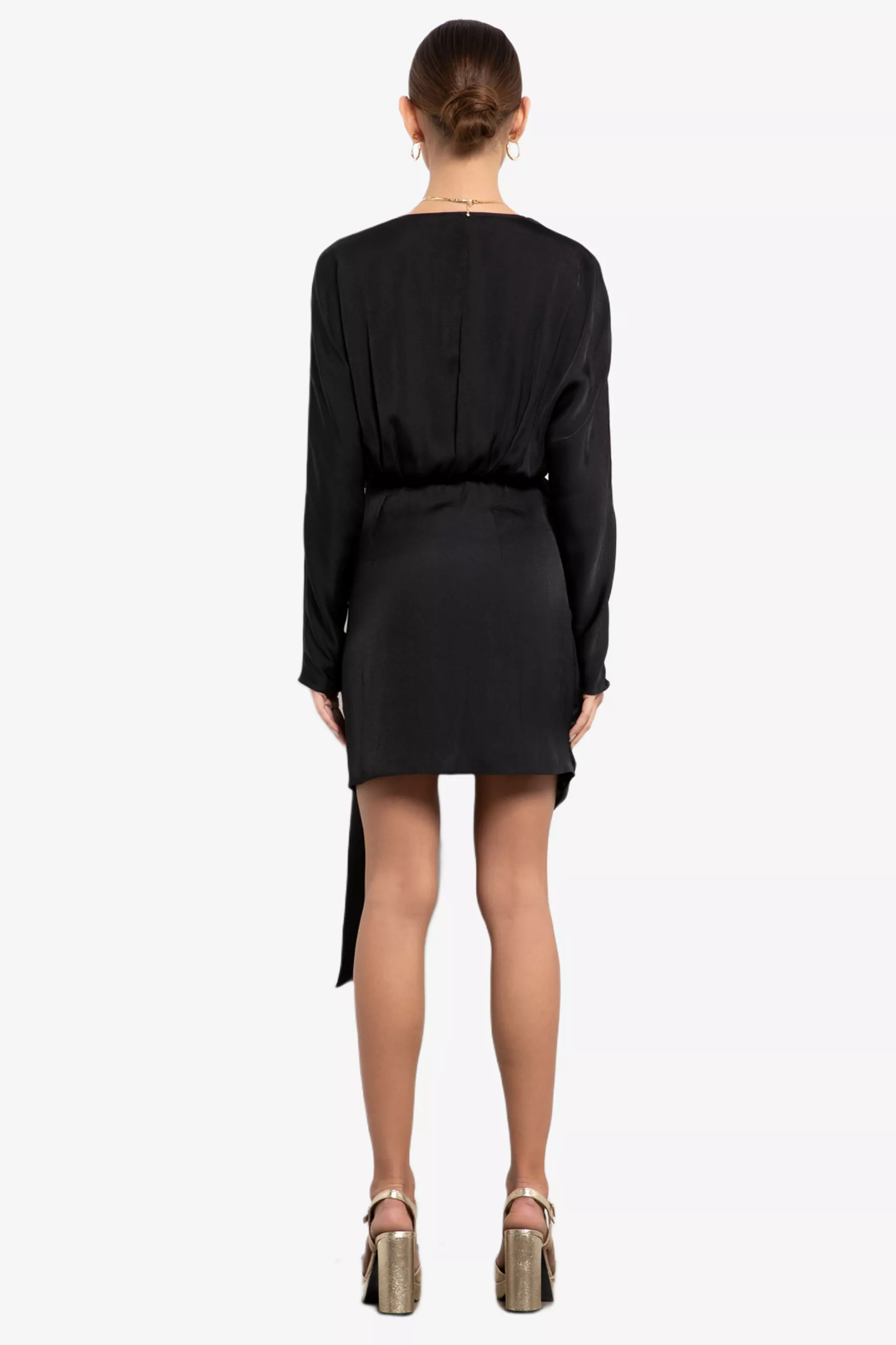 Long Sleeve Surplice Neck Mini Dress