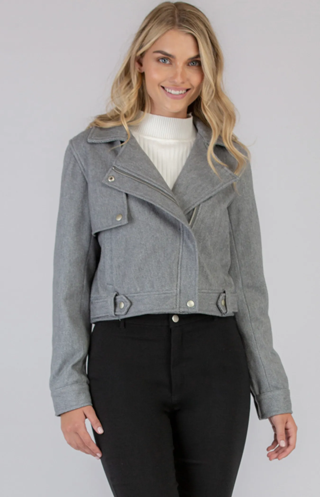 Loose Fit Biker Jacket (SJT347B)