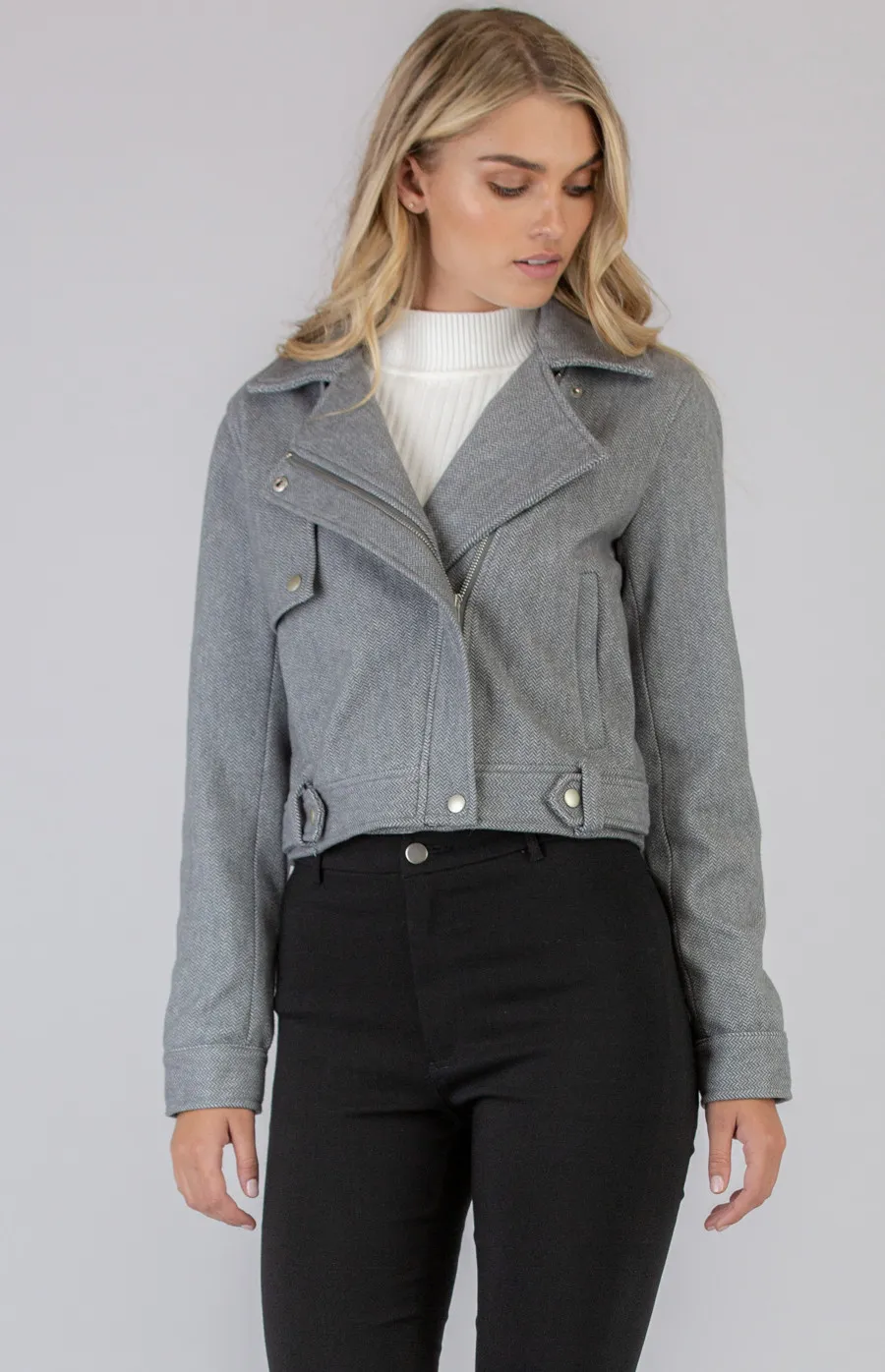 Loose Fit Biker Jacket (SJT347B)