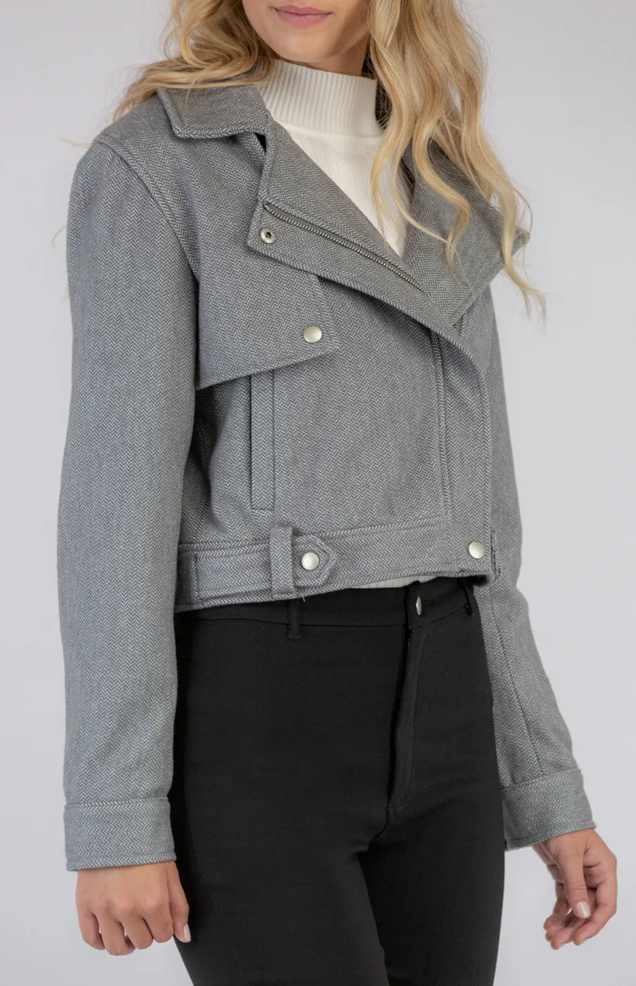 Loose Fit Biker Jacket (SJT347B)