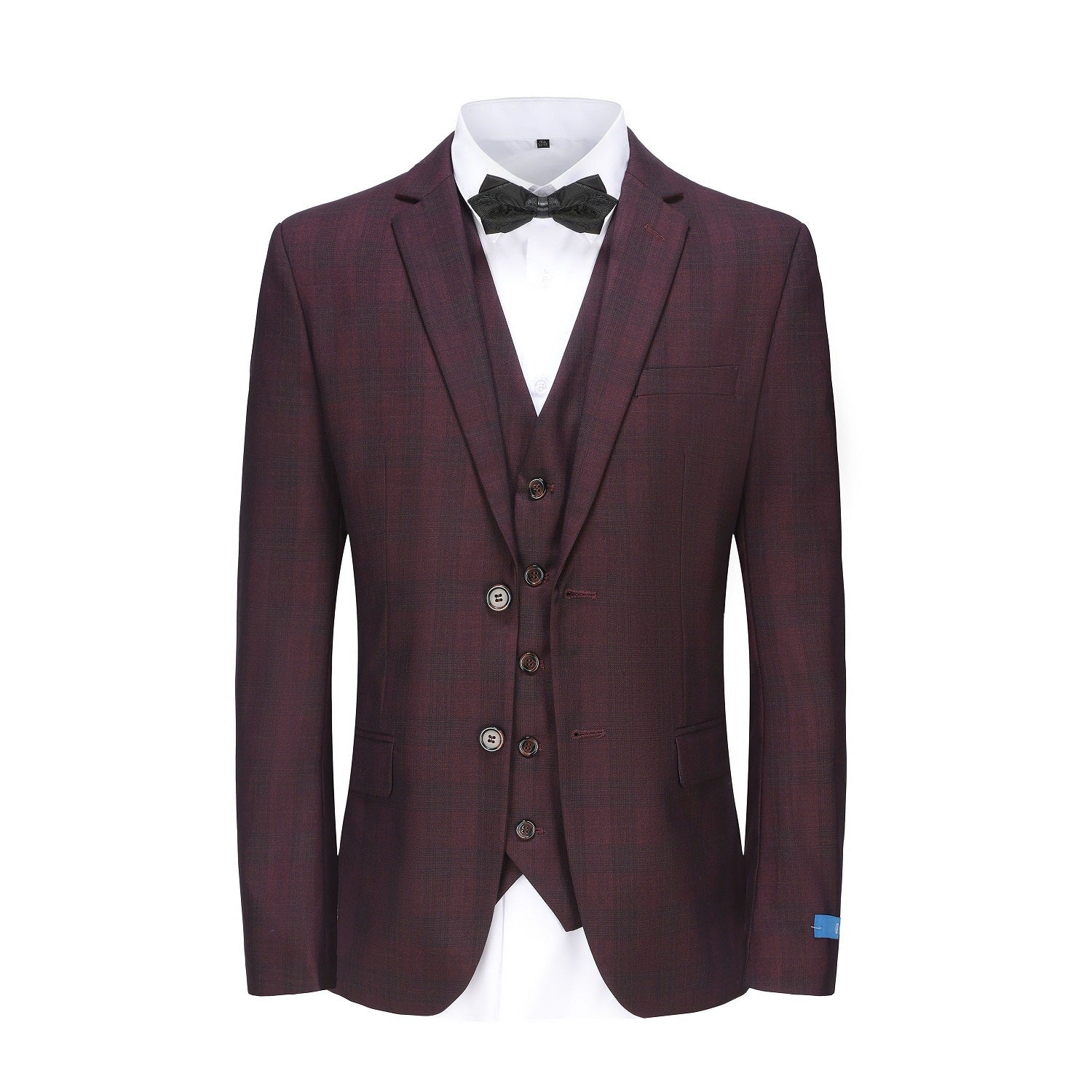 Men's 3-Piece Performance Stretch Slim Fit Check Suit