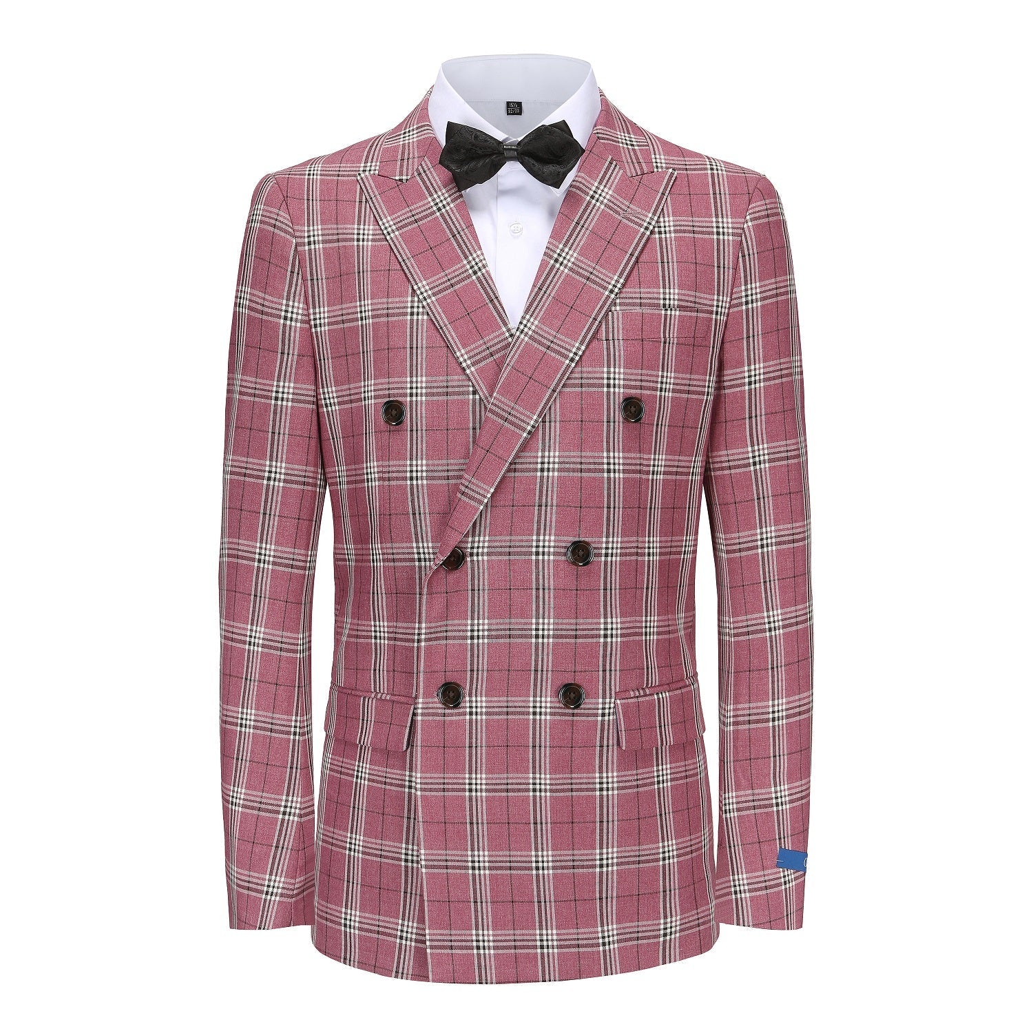 Men's Slim-Fit 2PC Check Double Breasted Plaid Suit