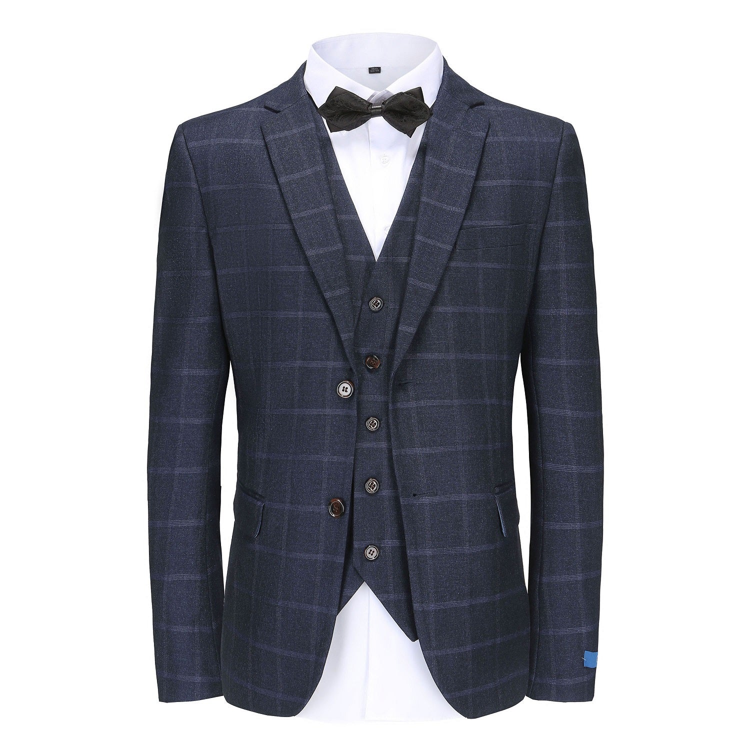 Men's Slim-Fit 3PC Windowpane Plaid Suit