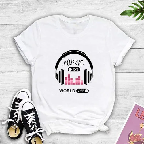 Music Headphones Popular Print T-shirt