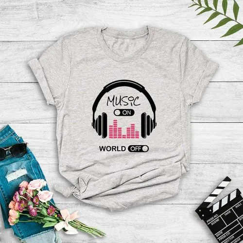 Music Headphones Popular Print T-shirt