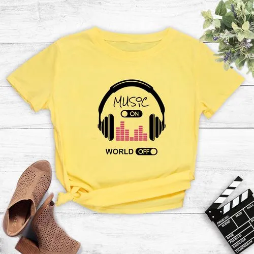 Music Headphones Popular Print T-shirt