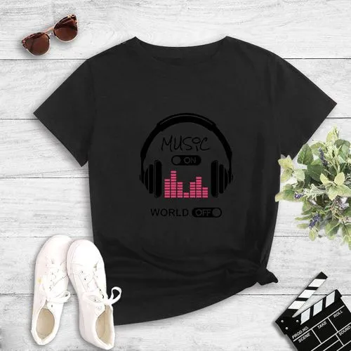 Music Headphones Popular Print T-shirt