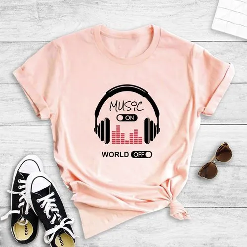 Music Headphones Popular Print T-shirt