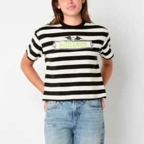 new!Juniors Beetlejuice The Movie Cropped Tee Womens Crew Neck Short Sleeve Graphic T-Shirt