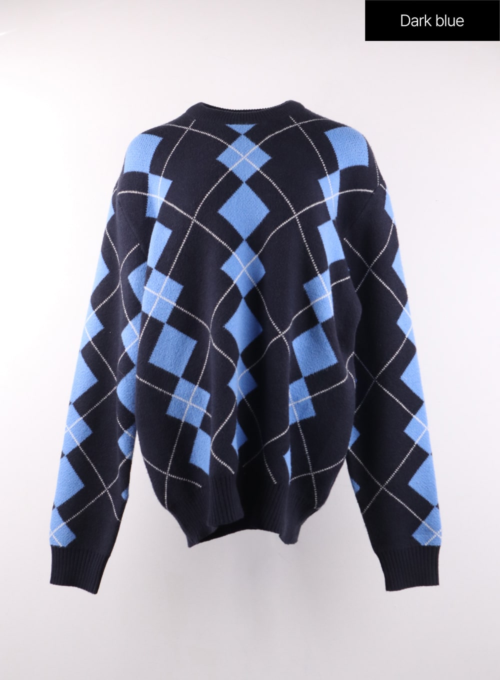 Oversized Argyle Knit Sweater OF405