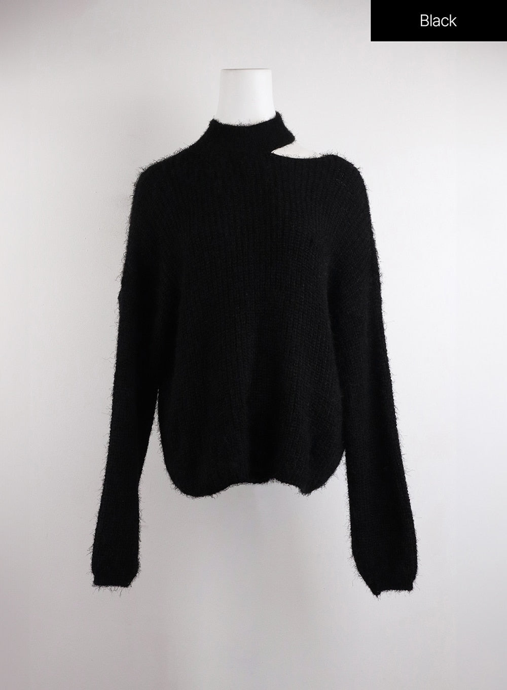 Oversized Asymmetrical Neck Knit Sweater CJ417