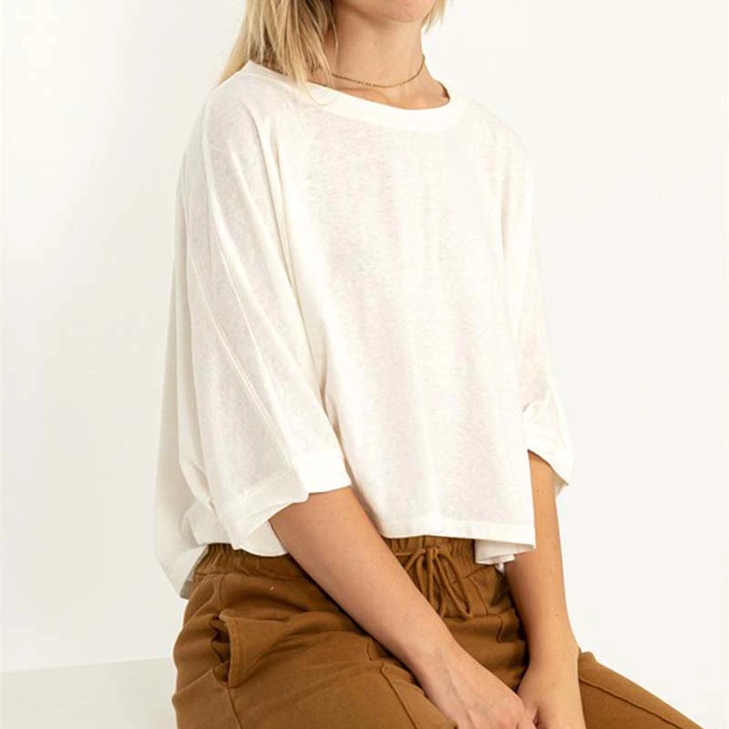 Oversized Drop Shoulder Cropped Basic Tee