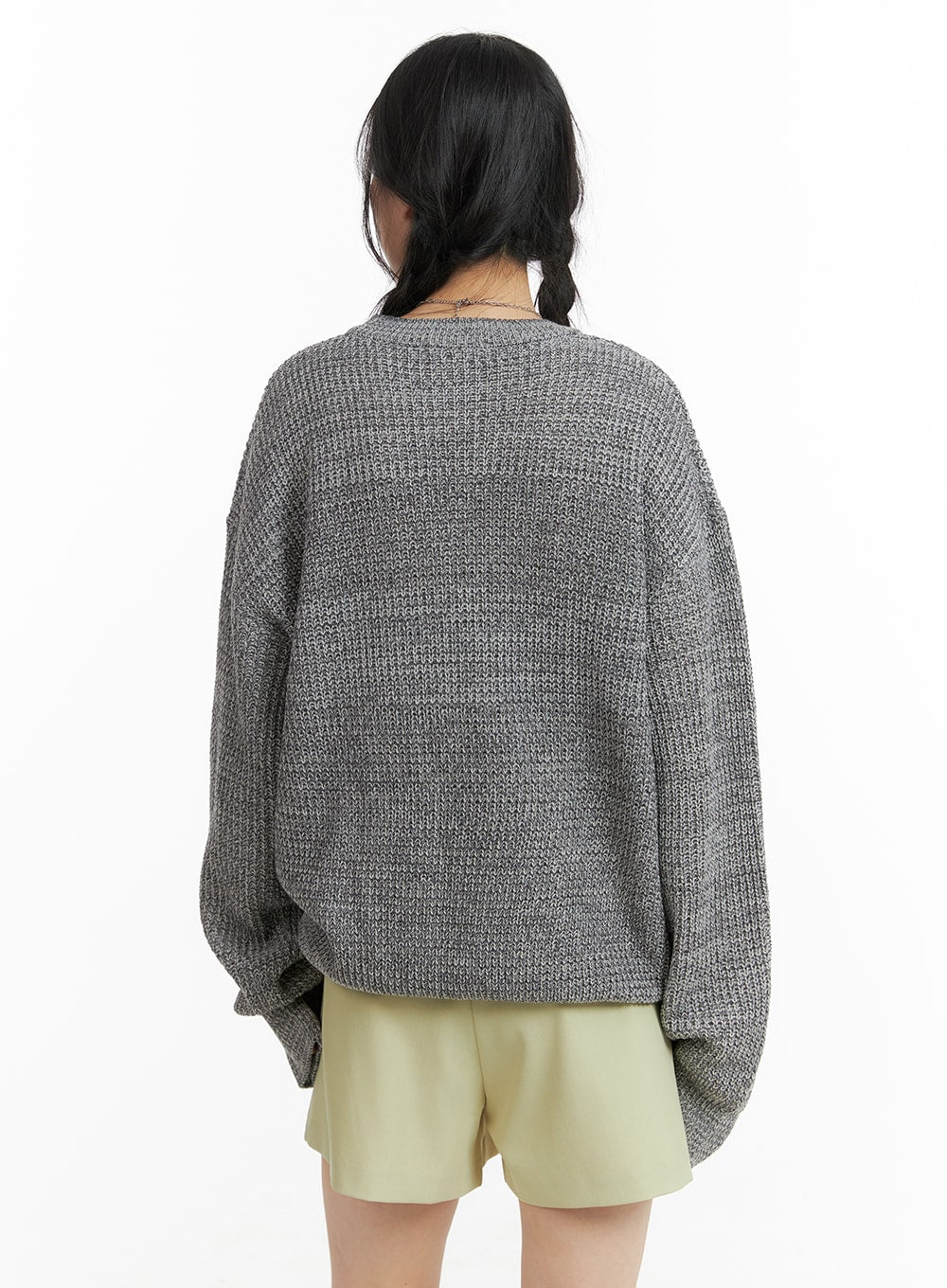 Oversized Solid Knit Sweater OM411