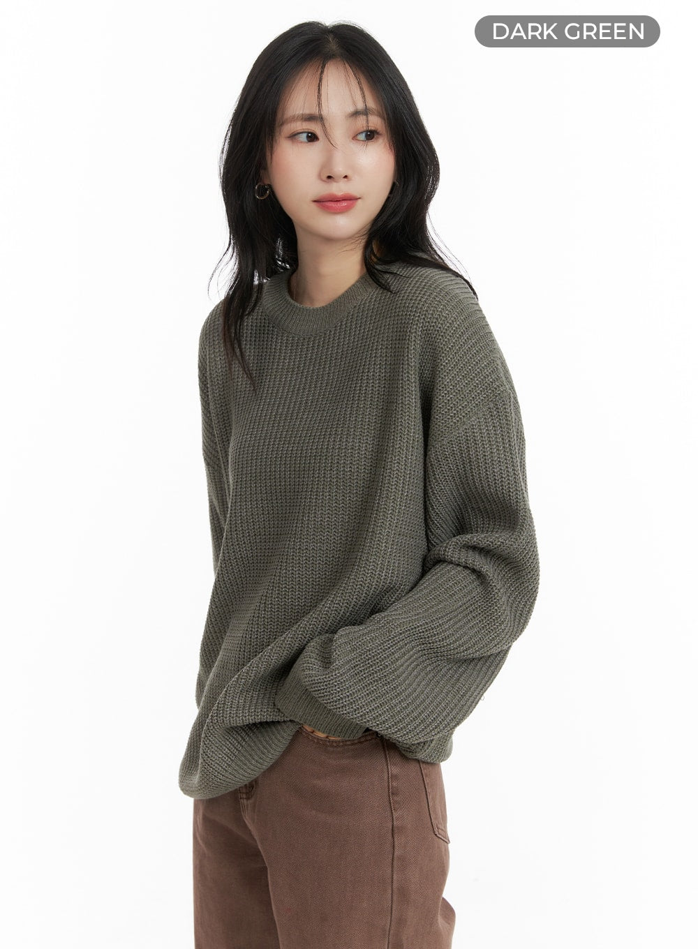 Oversized Solid Knit Sweater OM411