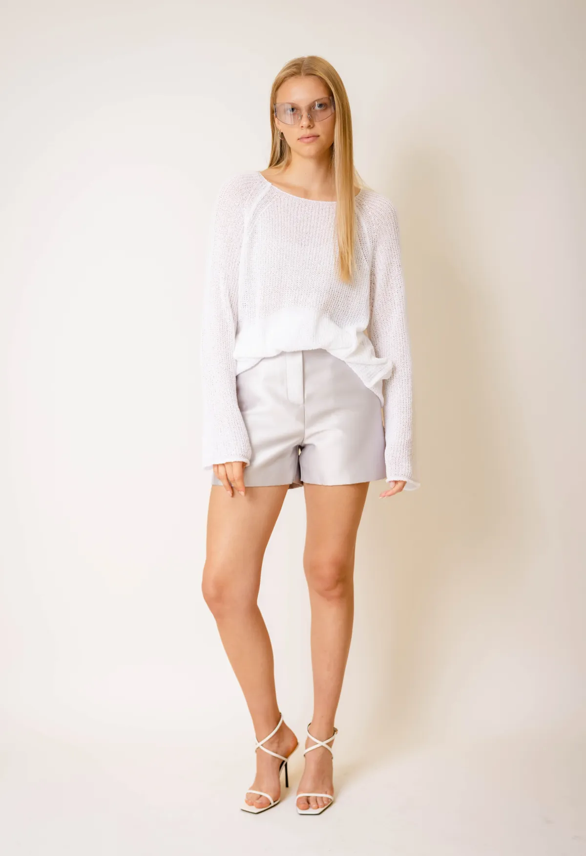 Oversized Stitch Sweater - White