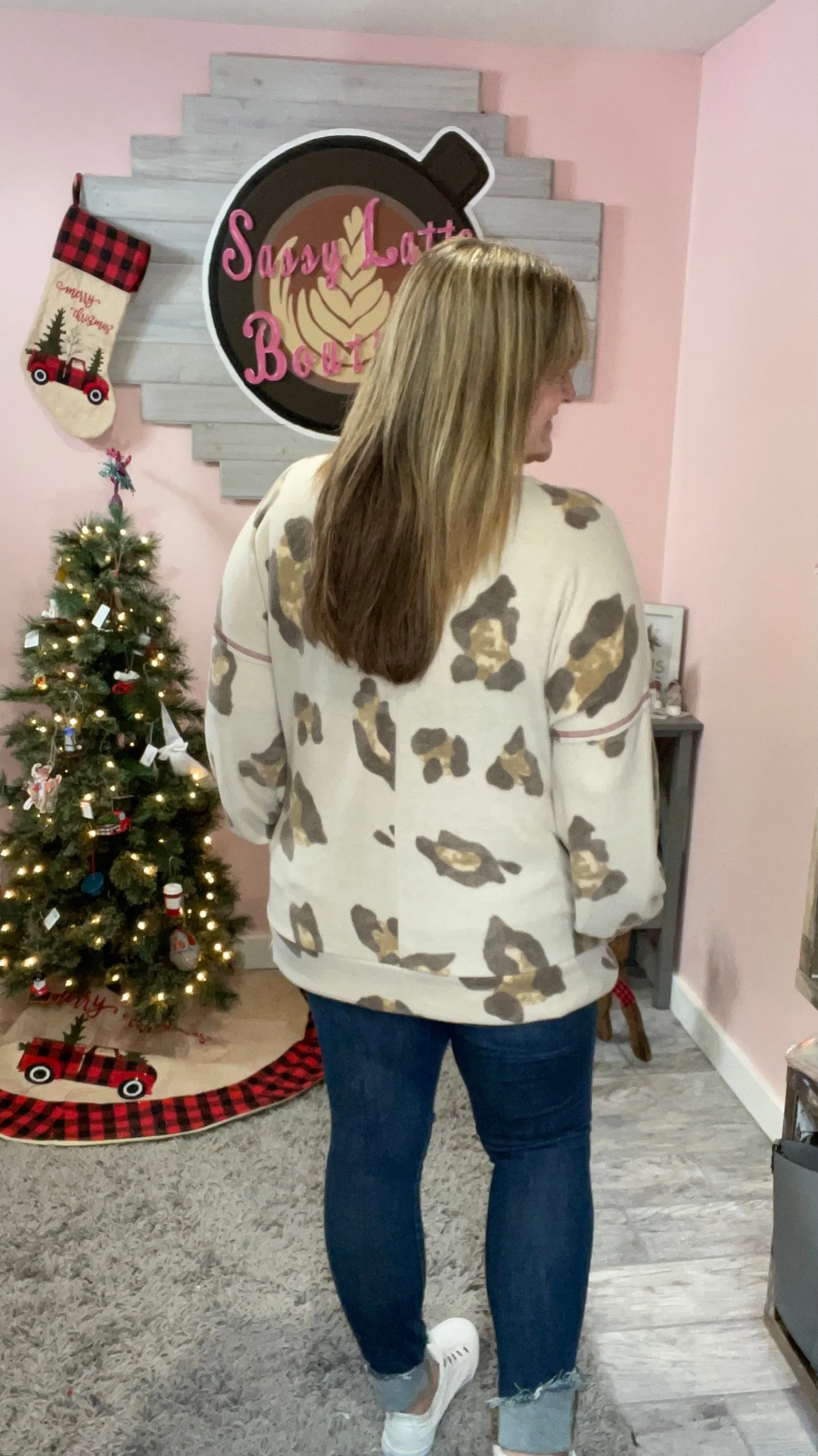 Oversized Taupe Leopard Sweater