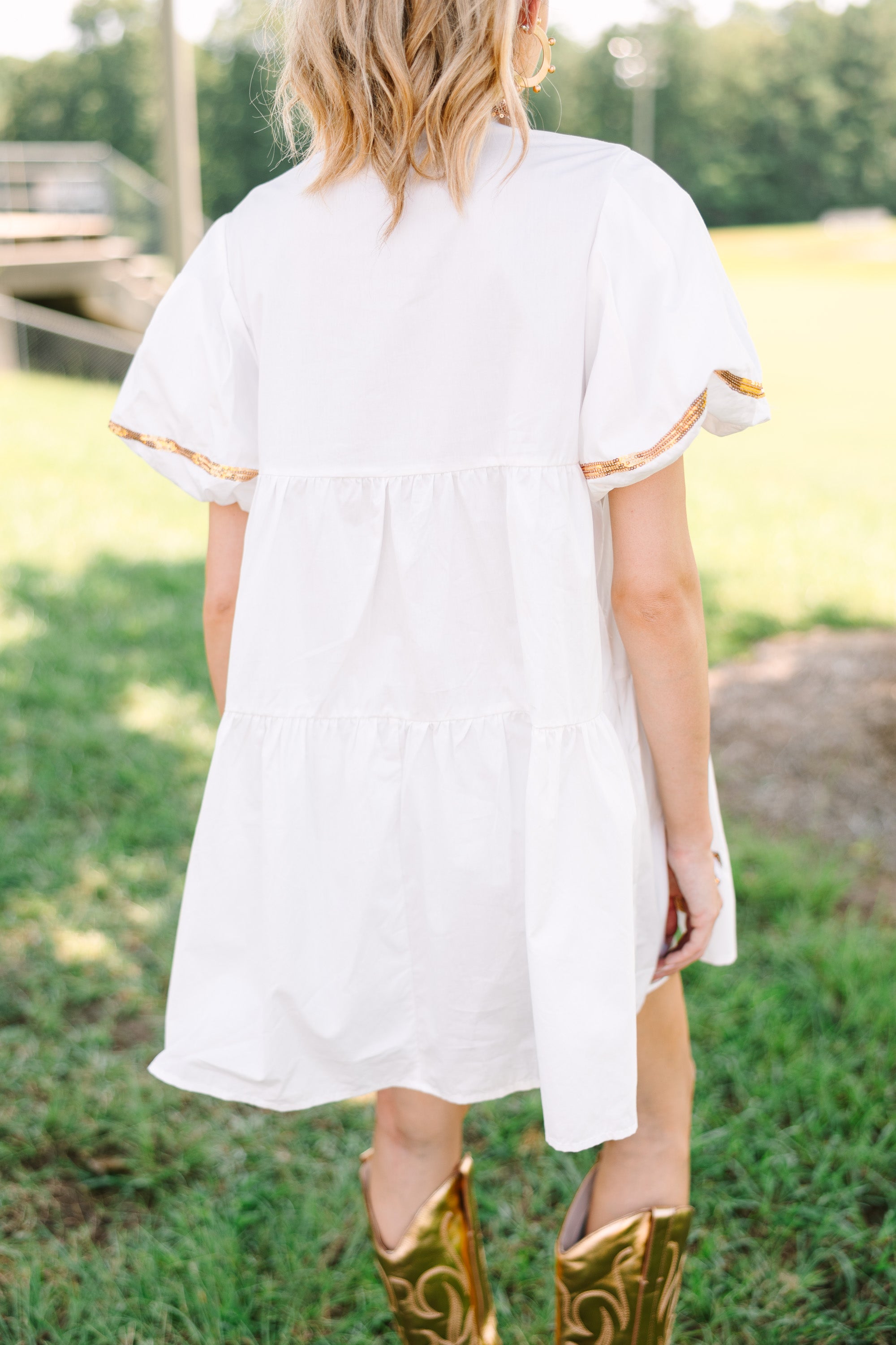 Pass The Ball White Sequin Football Dress