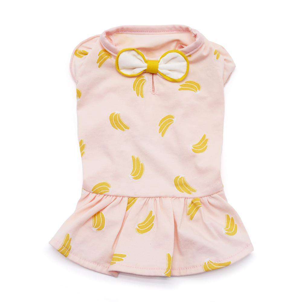 Pink Banana Print Dog Dress