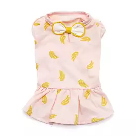 Pink Banana Print Dog Dress