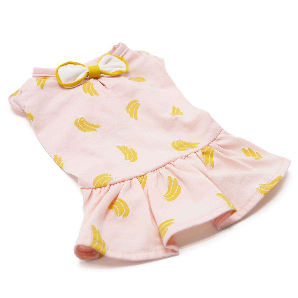 Pink Banana Print Dog Dress