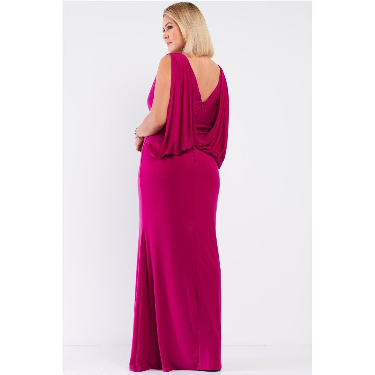 Plus Draped Back V-neck Sleeveless Maxi Dress