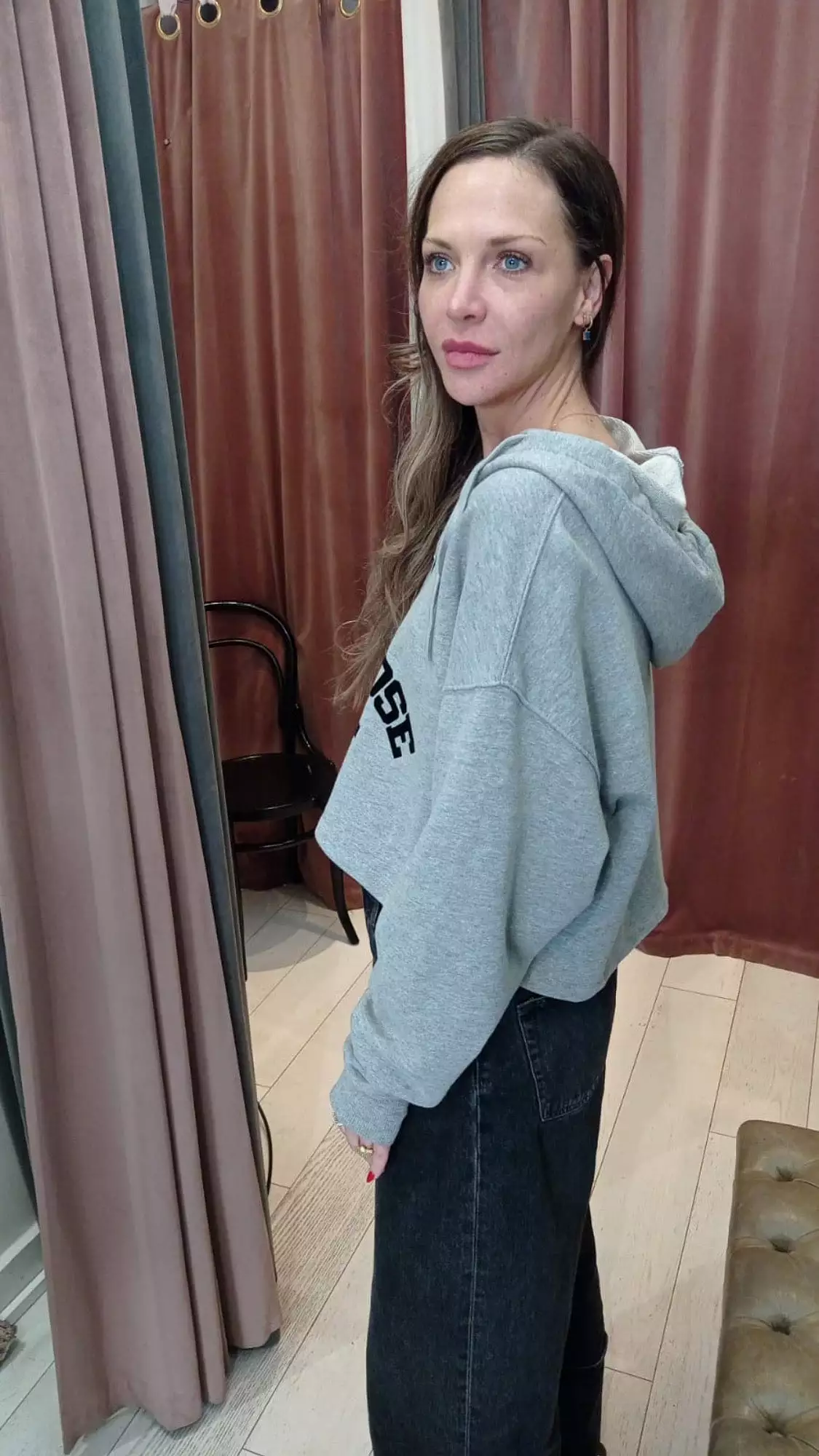 Primrose Hill Crop Hoodie in Grey Marl