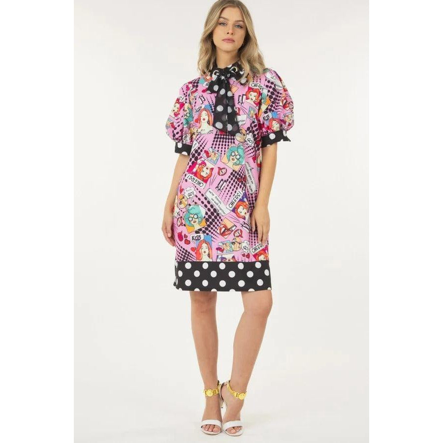 Print Midi Dress With Polka Dot Finish