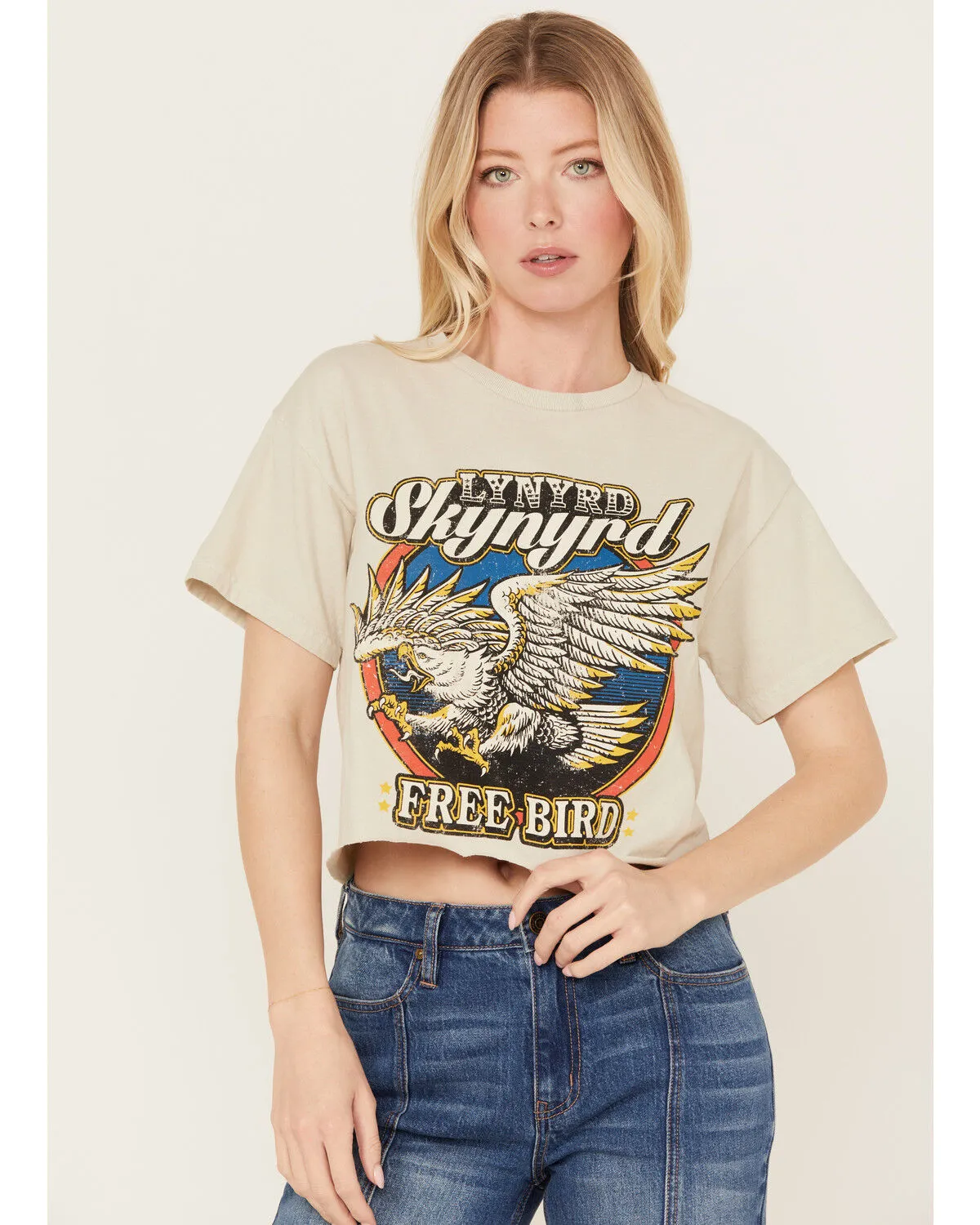 Product Name:  Merch Traffic Women's Lynyrd Skynyrd Eagle Short Sleeve Cropped Graphic Tee