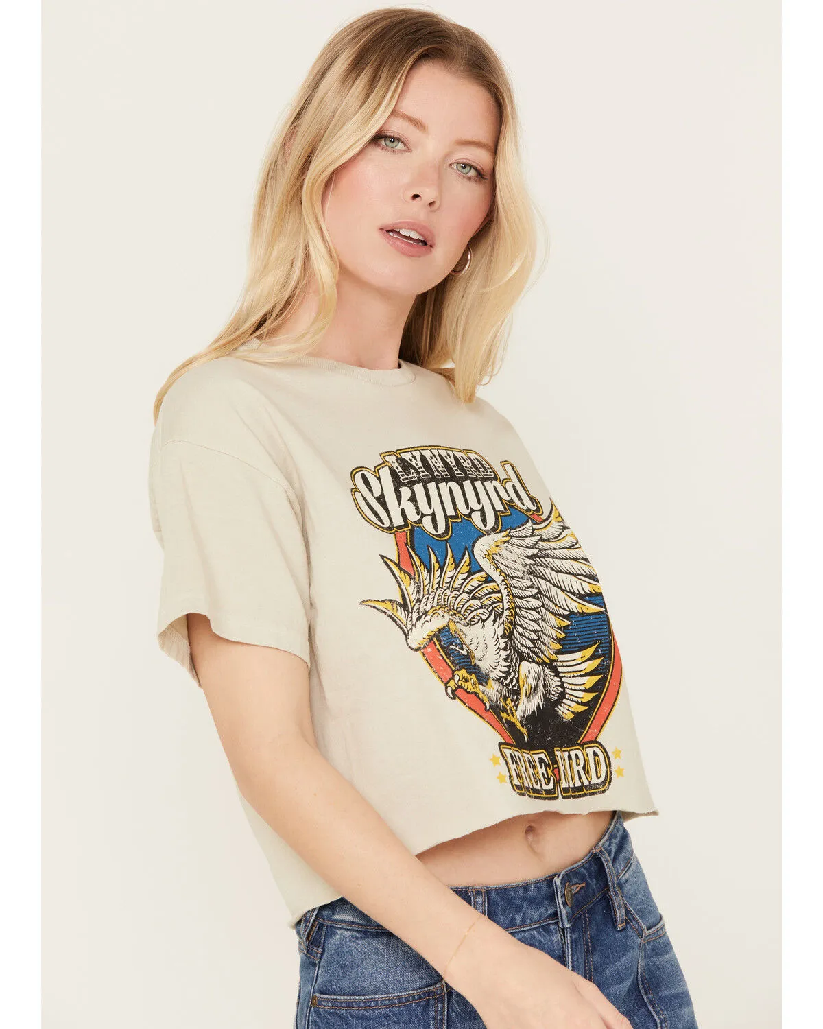 Product Name:  Merch Traffic Women's Lynyrd Skynyrd Eagle Short Sleeve Cropped Graphic Tee