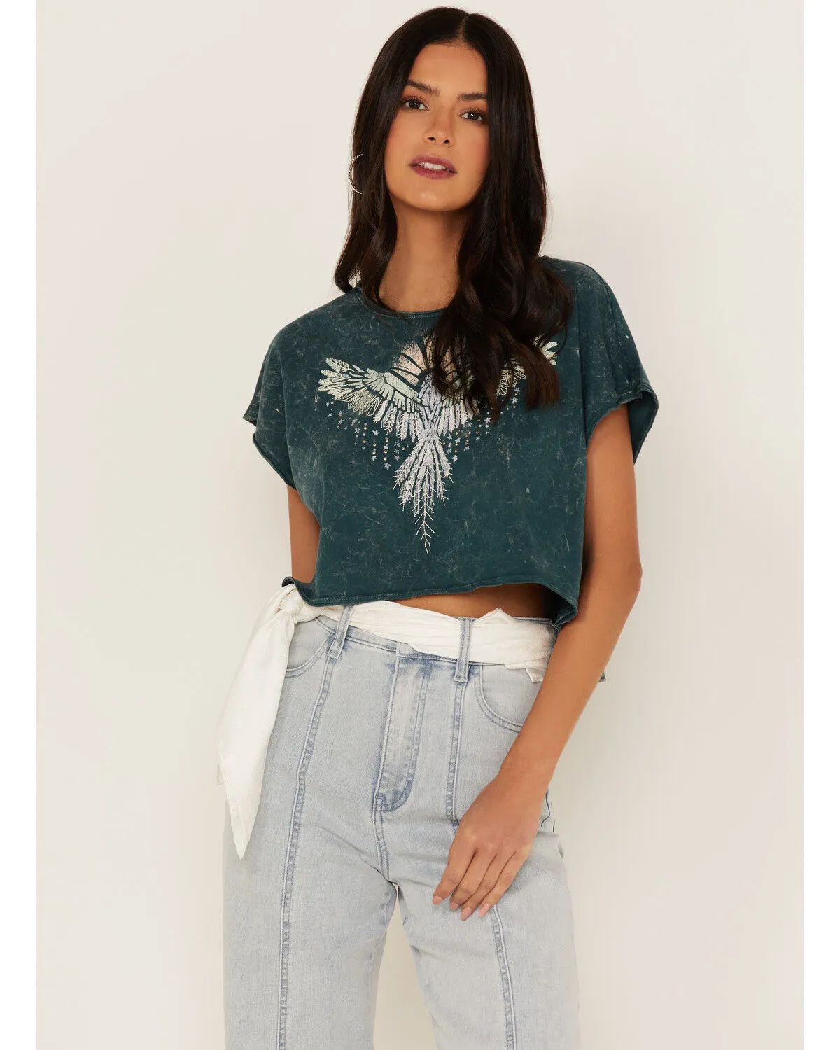 Product Name:  Shyanne Women's Southwestern Eagle Cropped Graphic Tee