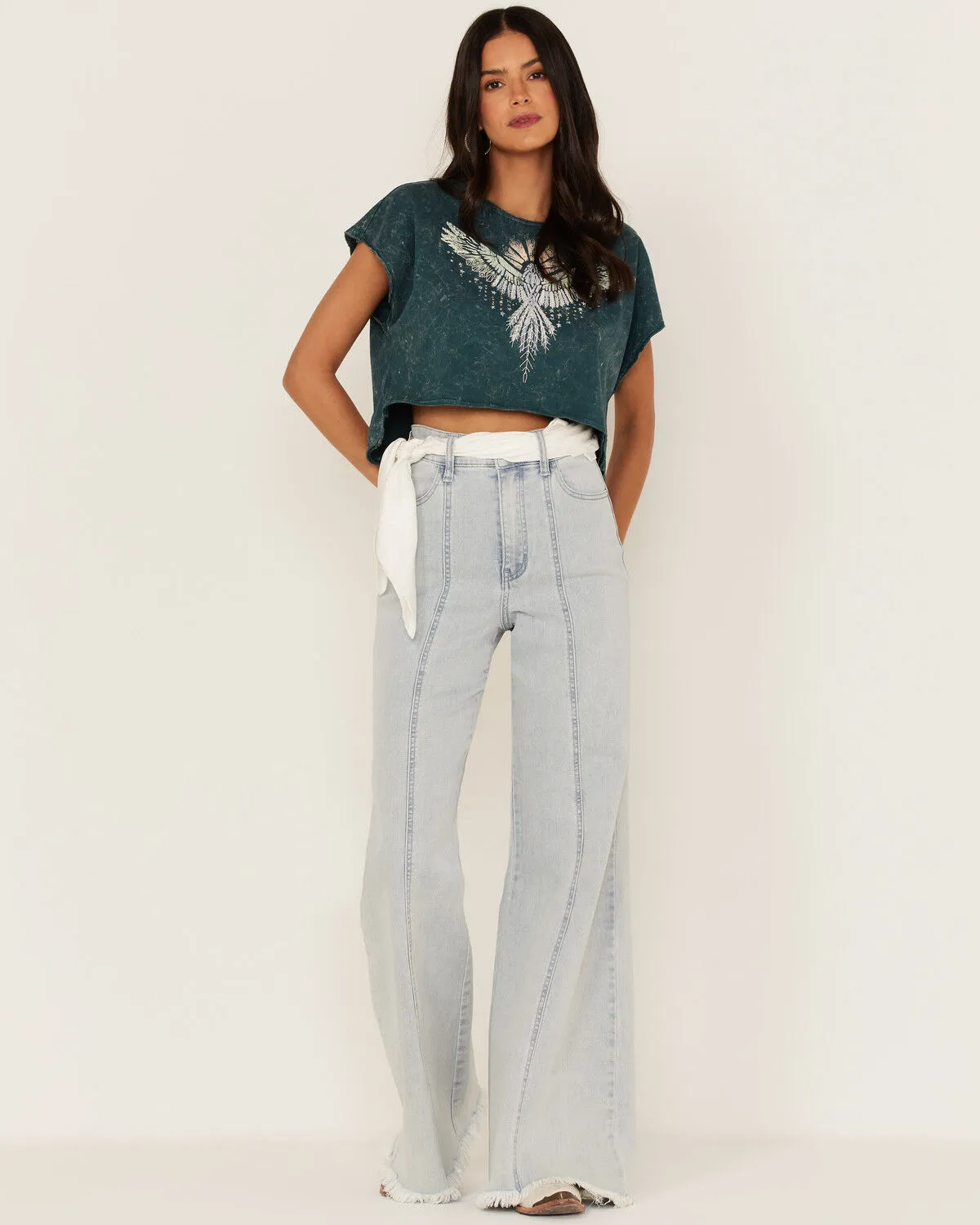 Product Name:  Shyanne Women's Southwestern Eagle Cropped Graphic Tee