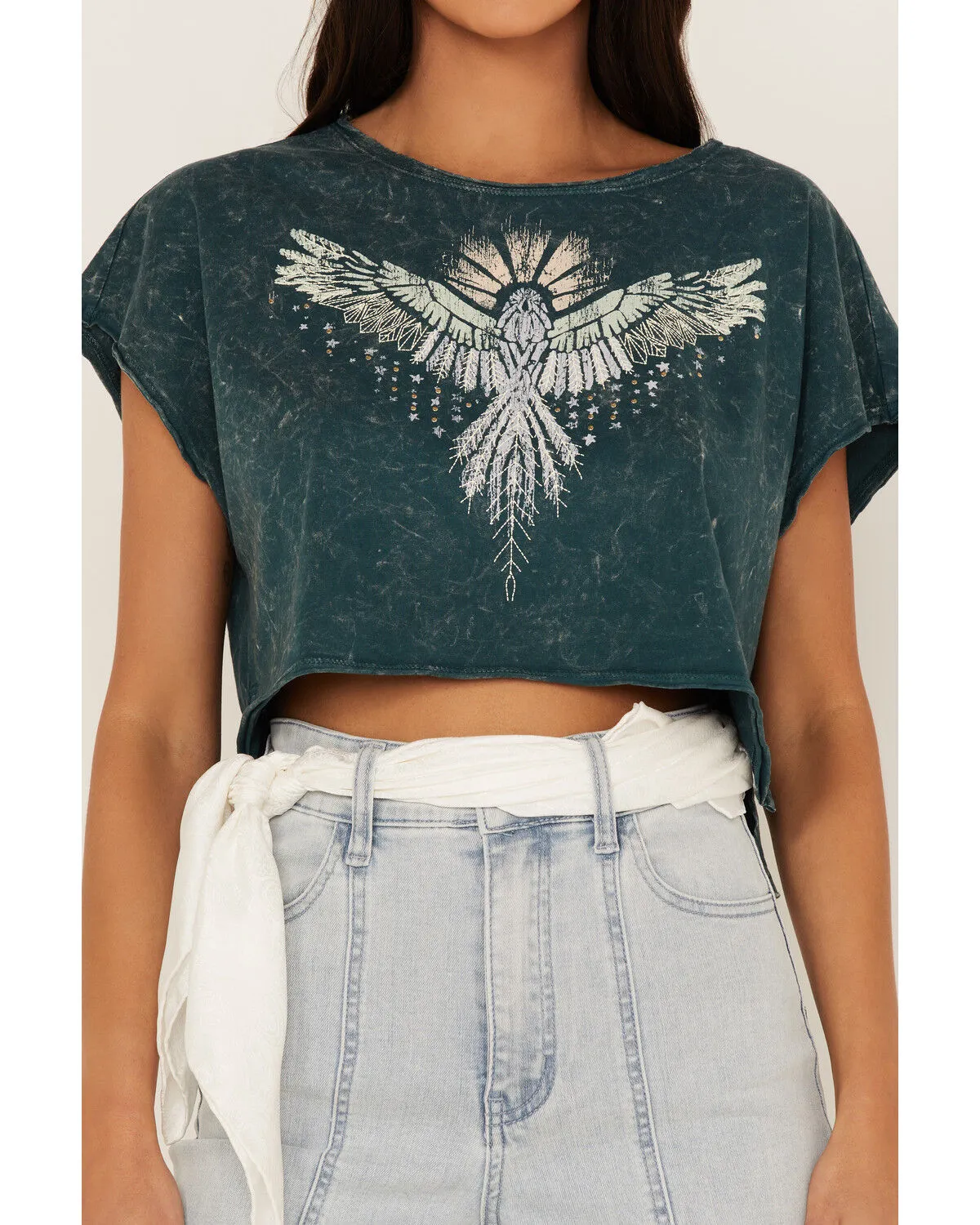 Product Name:  Shyanne Women's Southwestern Eagle Cropped Graphic Tee