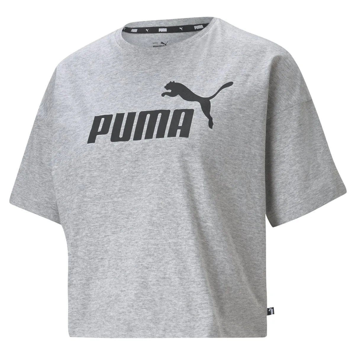 PUMA WOMEN'S CROPPED LOGO GREY TEE