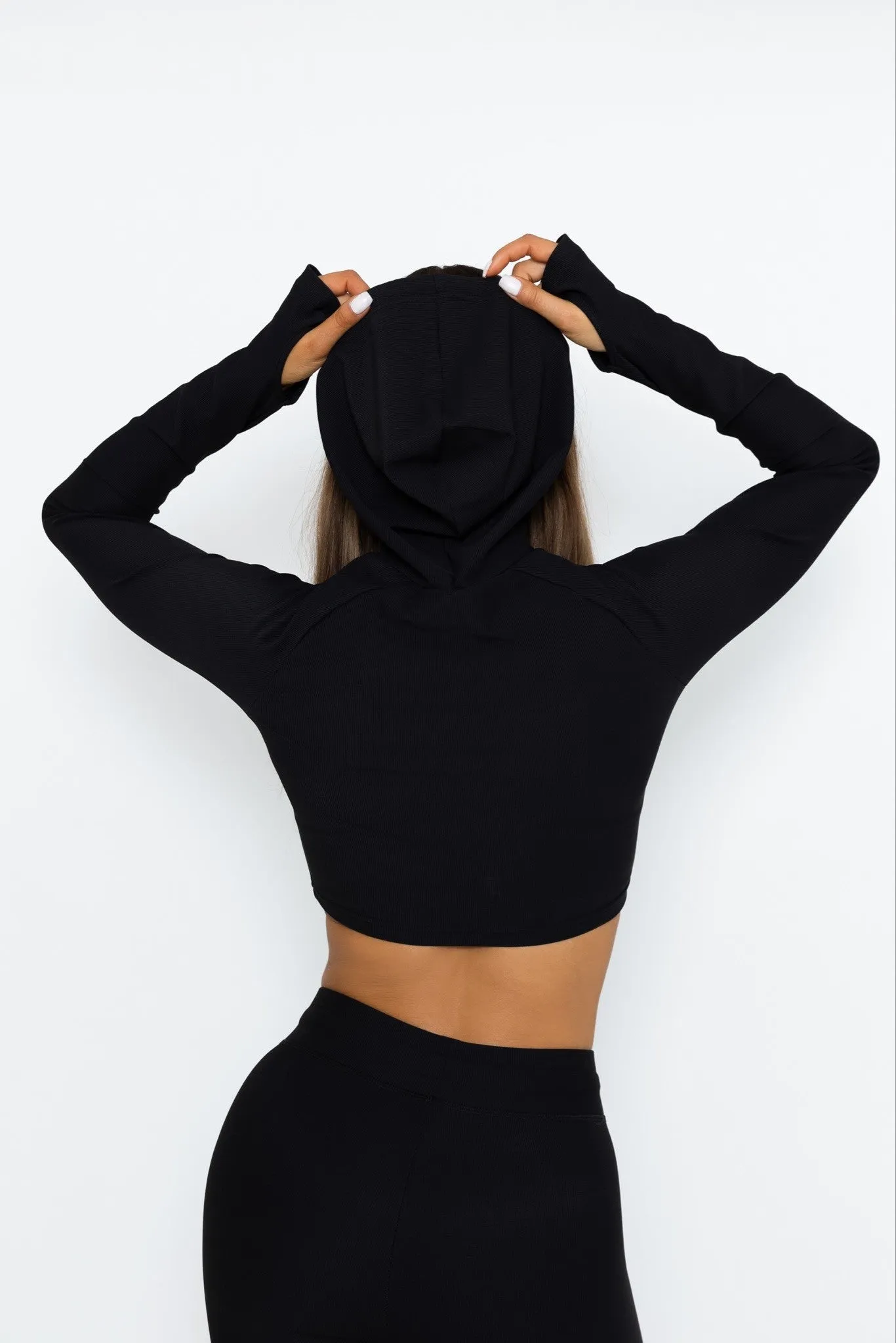 Repose Crop Hoodie - Black