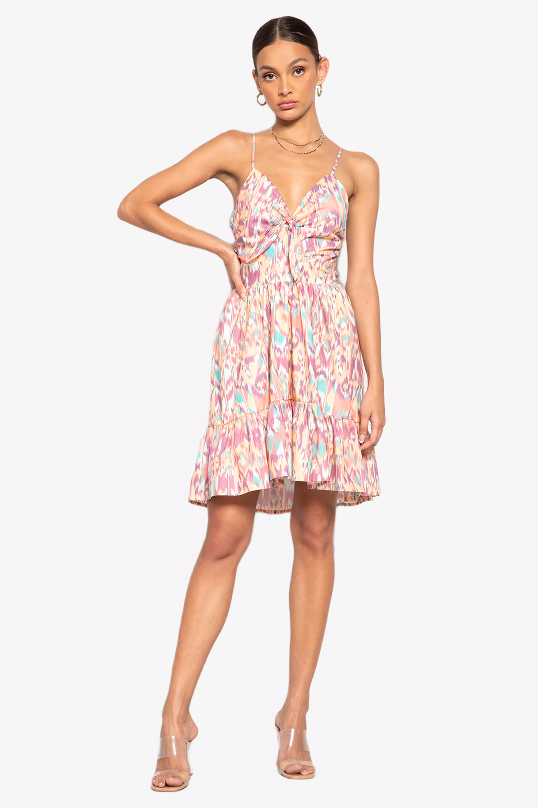 Roma Knot Front Printed Dress