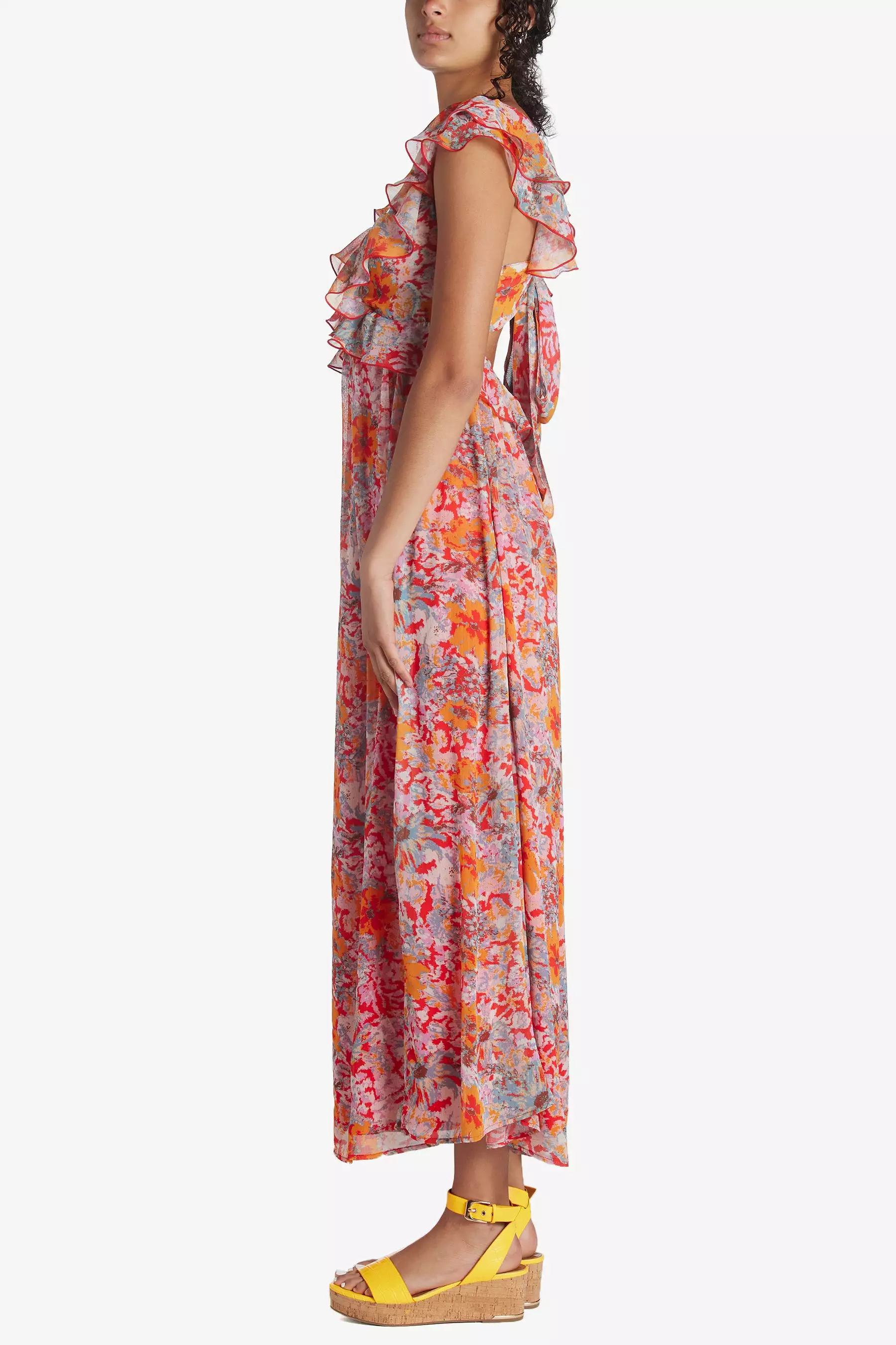 Ruffle V-neck Maxi Dress