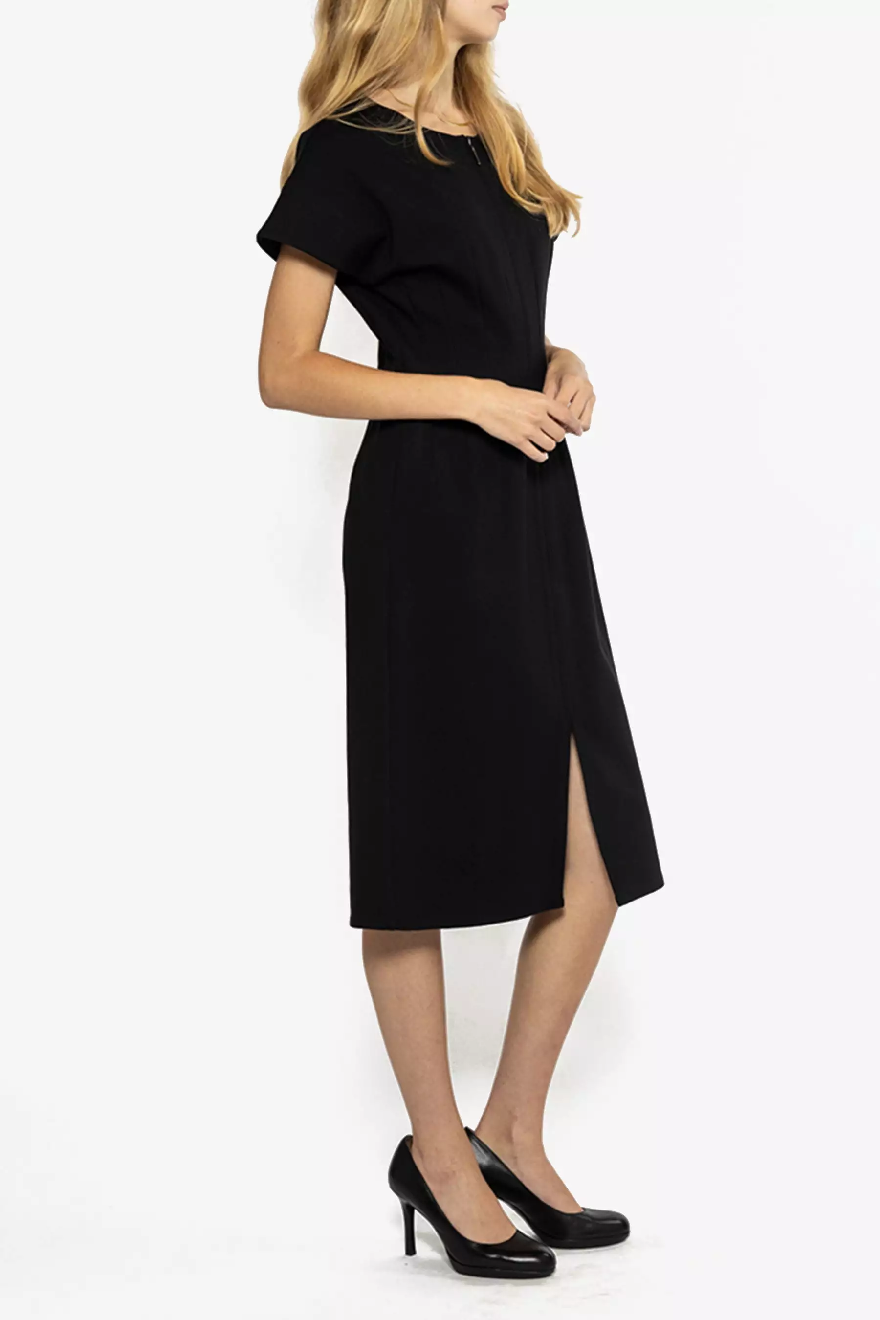 Short Sleeves Waist Pintuck Detail Dress